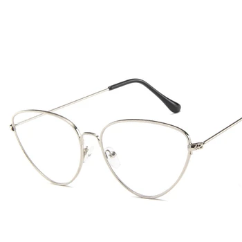 

Cat Eye Plain Glasses Retro Metal Eyeglasses Frame Fashion Optical Glasses Frame