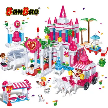 

BanBao Romantic Wedding Dream Castle Piano Carriage Church Blocks Educational Building Bricks Model Toys 6108 Kids Children Gift