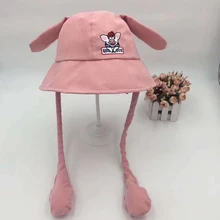 Liva девушка милая Рыбацкая шляпа для мужчин и женщин Милая с заячьими ушками однотонная 6 цветов можно перемещать шляпы Свинья вышивка Смешные лето осень