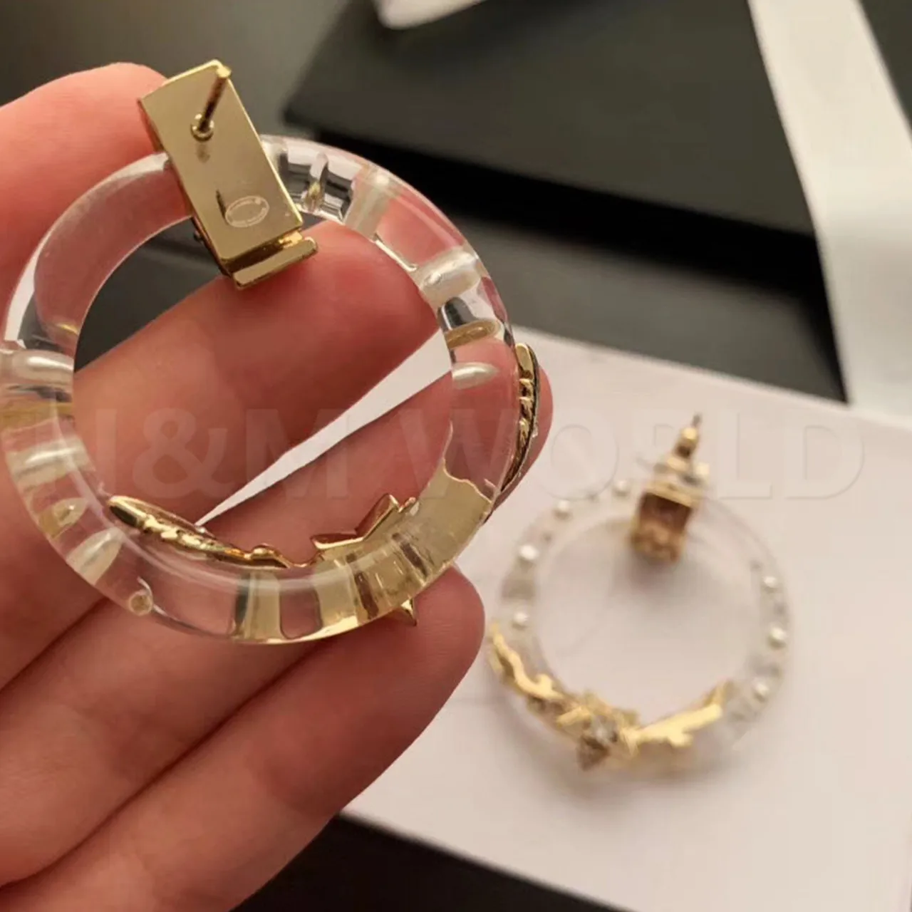 Новые прозрачные золотые звезды модные серьги-кольца ювелирные изделия простые аксессуары в новом стиле на День Святого Валентина подарок для женщин красивый подарок