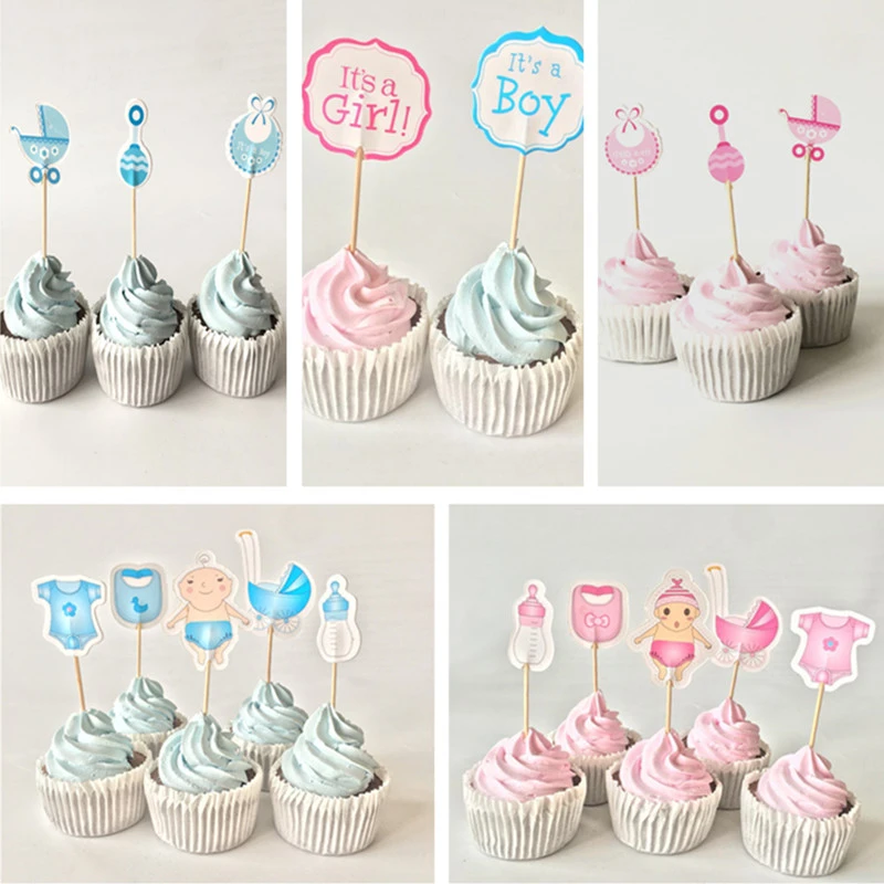 Fournitures De Cupcakes En Toppers Decoratifs Pour Fille Et Garcon Accessoire Pour Fete Prenatale D Anniversaire Et De Bapteme 12 18 Ou Pieces Aliexpress