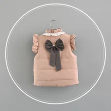 Детская одежда; сезон весна-осень; Новые товары; теплый бархатный жилет для девочек; жилет с большим бантом; Q122