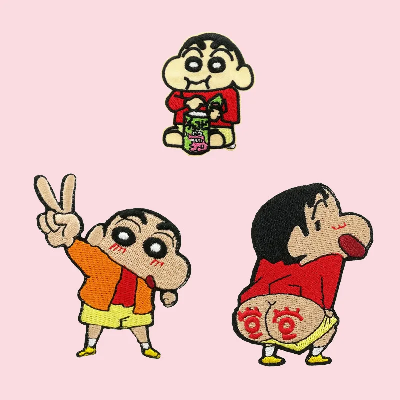 

Crayon Shin-chan Embroidered Iron On Patch Cartoon Cute Applique Popular Japan Anime emblem