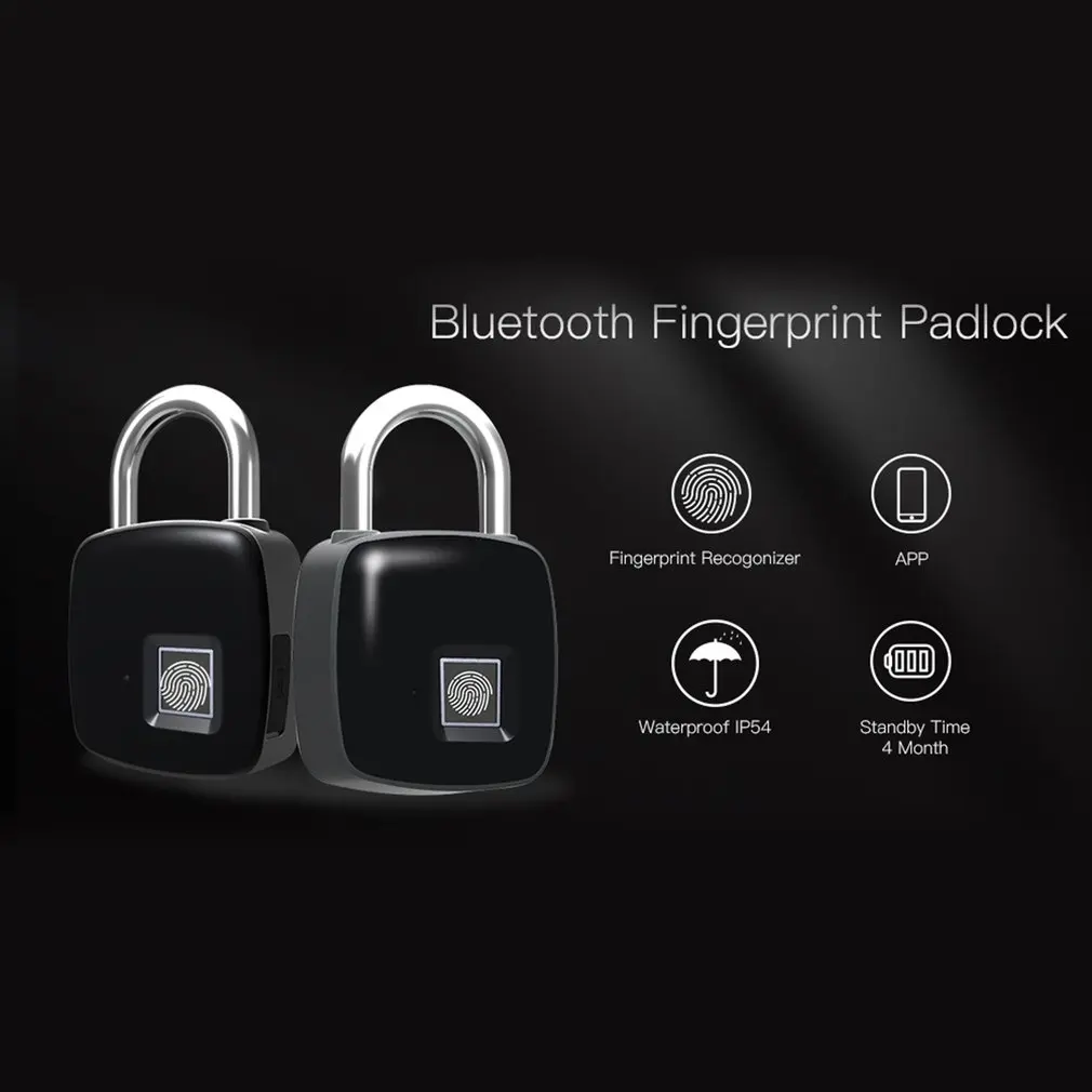 

Smart Keyless Fingerprint Lock P3 +USB Rechargeable Access BT Security Padlock Door Luggage Case Lock For Android iPhone