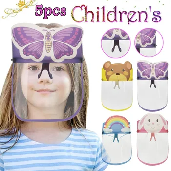 

5PCS Kids Child Cartoon Anti-Fog Face Guard Anti-Saliva Safety Protection Masks face shield protector transparent for baby