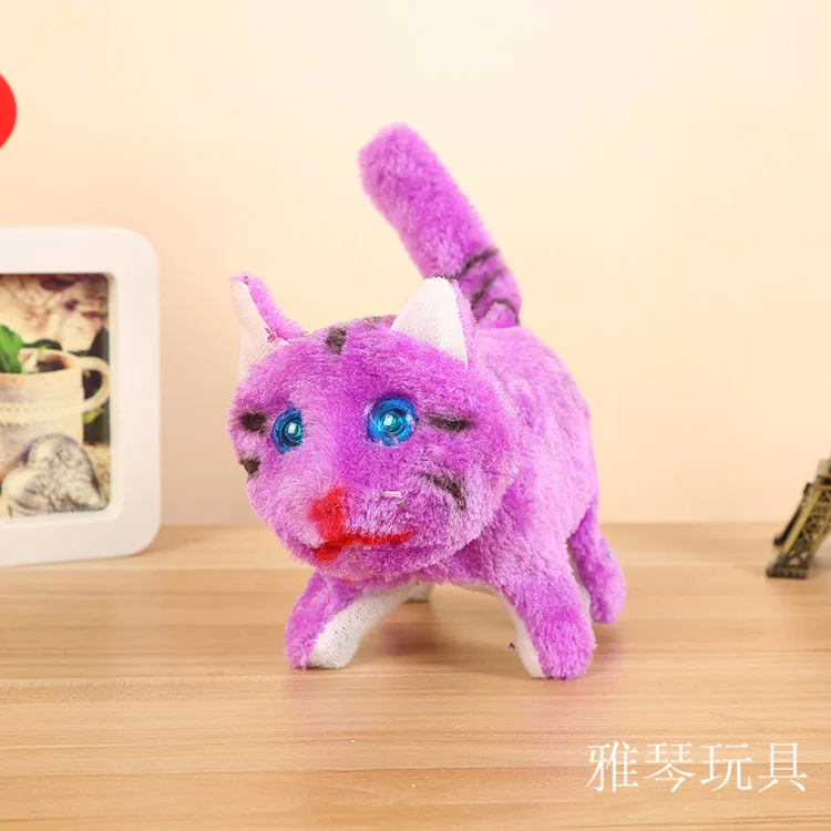 Stall Supply of Goods Electric Plush Cat Electronic Cat Will Call Eyes Will Light Forward round Steak Cat