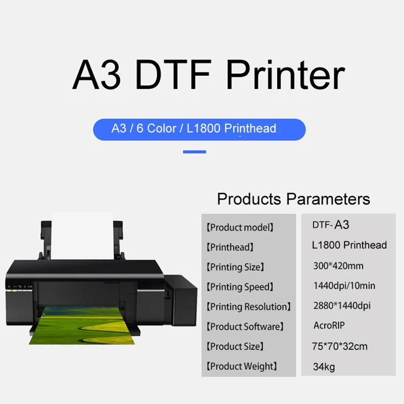 For Epson A3 L1800 DTF Printer DTF Supplies DIY T Shirt Transfer for Any Fabric Materials T Shirt printing machine