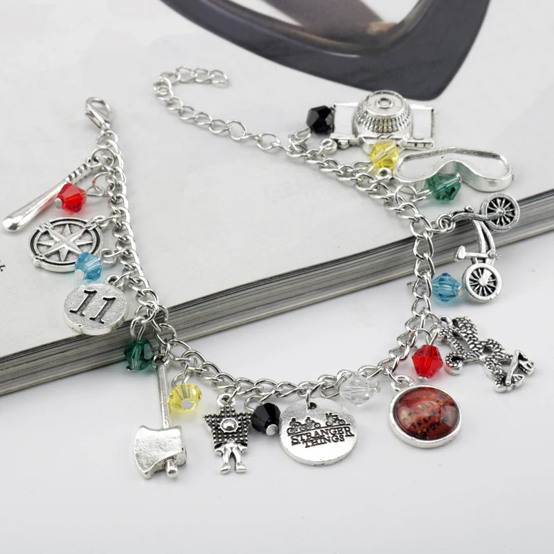Fashion Stranger Things Crystal Beads Camera Phone Ax Bike 11 Bracelets Bangles For Woman Girls  Jewelry Gift