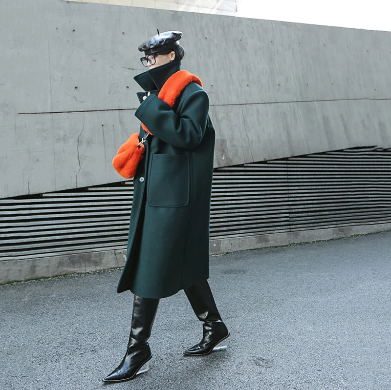 [EAM] Women New Fur Mini-bag Two Ways Wear Orange Personality Accessories Fashion Tide All-match Spring Autumn 19A-a811