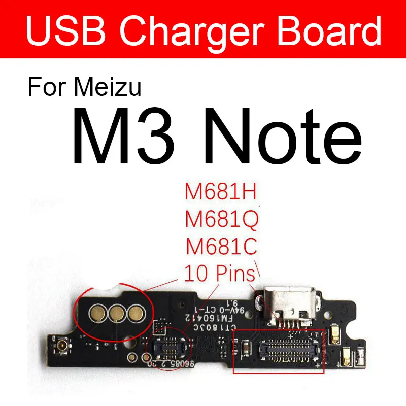 B Зарядное устройство USB разъем порт плата для Meizu M3 NOTE M681Q Chargring Usb разъем док-плата гибкий ленточный кабель Замена запчасти для ремонта - Цвет: B