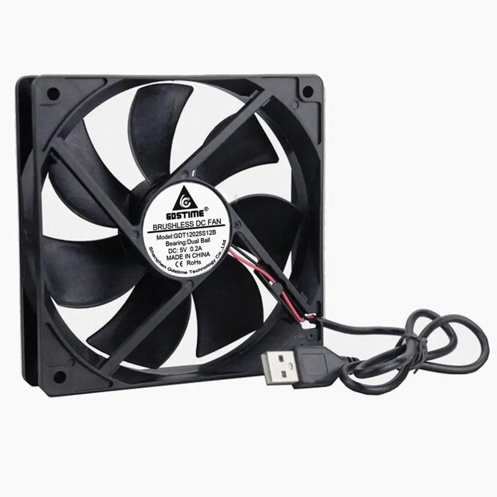 Gdstime 2 шт. DC 5 в 120x120 мм вентилятор кулер безщеточный 12 см USB вентилятор охлаждения выхлопной