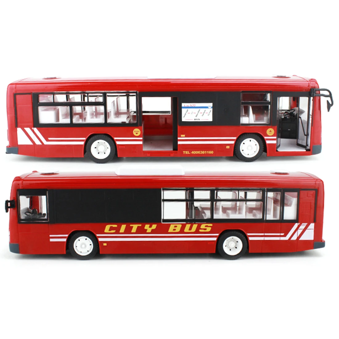 2.4G RC Car Bus City Express Model RC Toy Car With Realistic Light And Sound Model Educational Toy Gift For Kid Adult- Red Blue