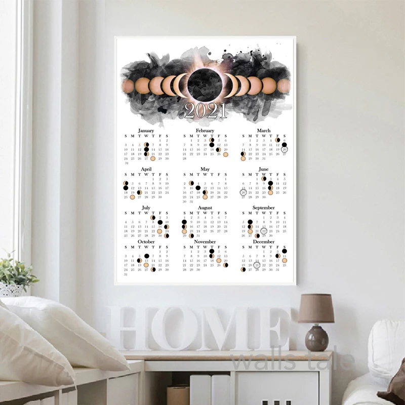 2021 Moon Phase Calendar Wall Art Print-fb