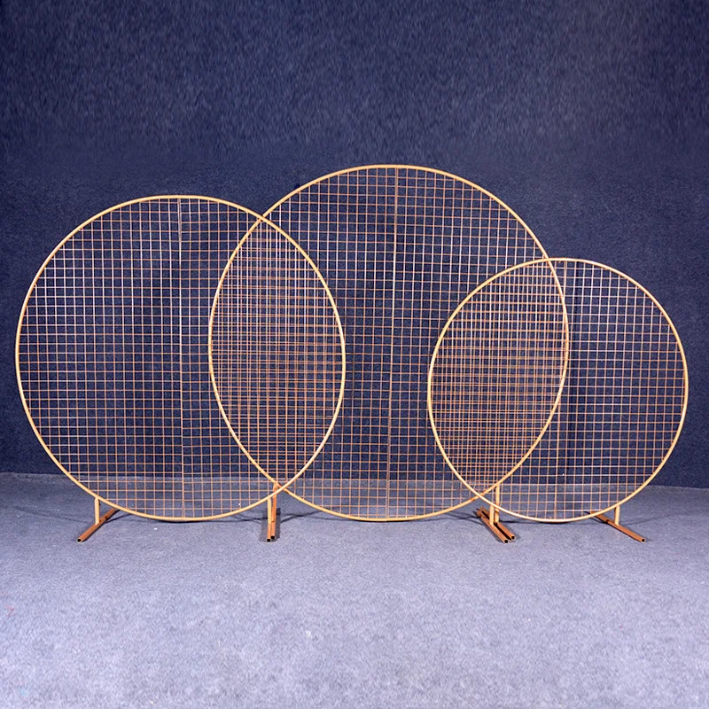 Wedding Decor Props Wrought Iron White Grid Circle Wedding Arch Backdrop Flower Frame DIY