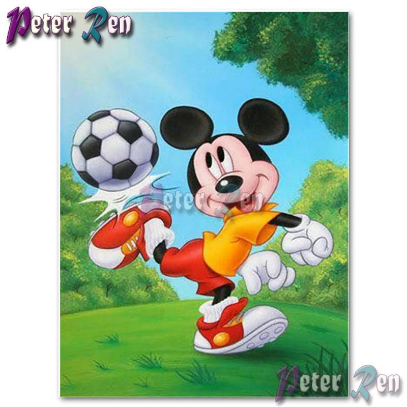 

5d Cartoon mickey playing football Diamond Painting Embroidery DIY Square or round Mosaic Cross stitch Rhinestone Children gift