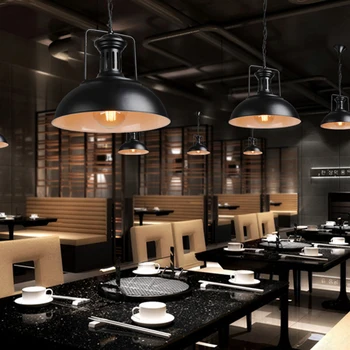 

Retro restaurant lid chandelier E27 single head loft wrought iron industrial wind cafe clothing store chande