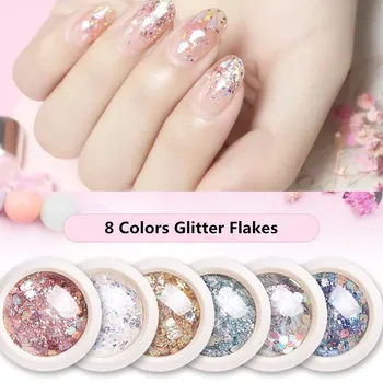 

1 Box Holographic Nail Art Glitter Powder Flakes Mermaid Hexagon Sequins Irregular Paillette Nails for DIY Nail Art Decorations