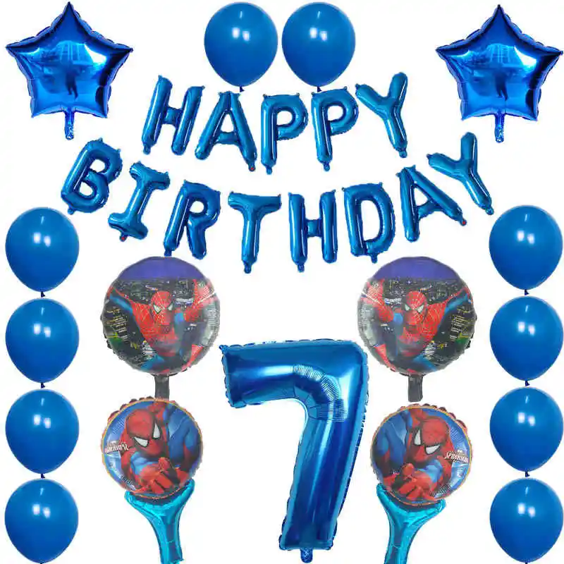 30 шт. воздушные шары из фольги Человека-паука 1, 2, 3, 4, 5, 6, 7, 8, 9st, украшения для дня рождения, 30 дюймов, красные, синие воздушные шарики, детские игрушки - Цвет: Светло-желтый