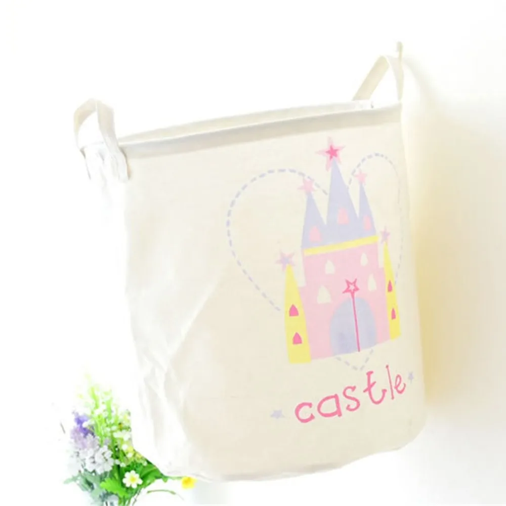  Laundry Basket Storage Basket Organization Folding Toy Desk Cotton Linen with Handle Dirty Clothes 