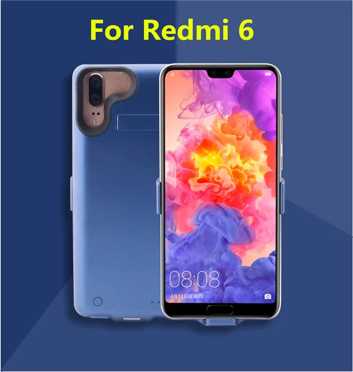 Blue For Redmi 6 6000 мАч зарядное устройство чехол для Xiaomi Redmi 6 Pro резервного питания банк зарядки чехол для Redmi 6 внешний контейнер для аккумуляторных батарей - Цвет: Blue For Redmi 6
