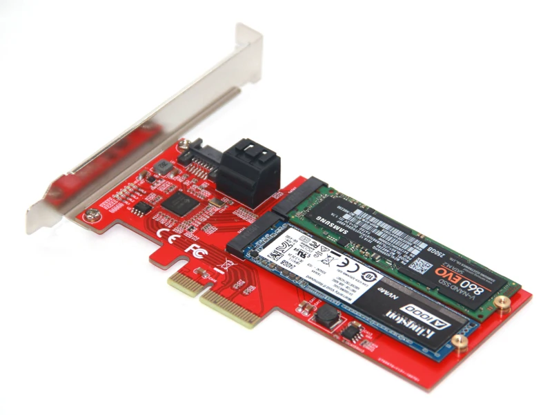 M2 SATA карта raid-контроллера PCI Express X4 на 2 порта SATA 3,0 6 Гбит/с+ 2 порта M.2 NGFF SSD B Ключ Поддержка RAID0 RAID1 AHCI режим