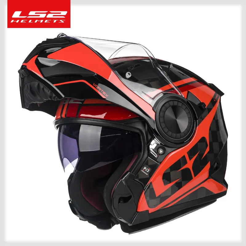 Helm Sepeda Motor Serat Karbon VORTEX LS2 Ff313 Helm Flip Up dengan Sistem  Bebas Kabut Capacete Casco Moto|Helm| - AliExpress