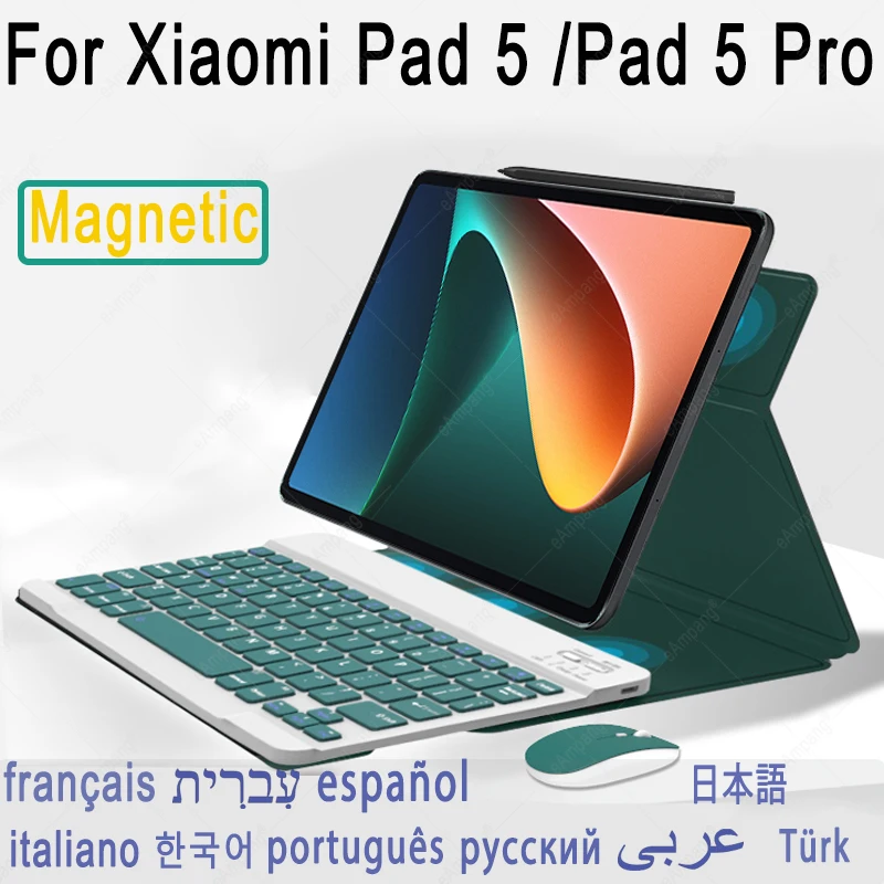 

Arabic Russian AZERTY Keyboard Case Mouse For Xiaomi Pad 5 Magnetic Keyboard Case For Xiaomi MiPad 5 Mi Pad 5 Pro Cover Shell