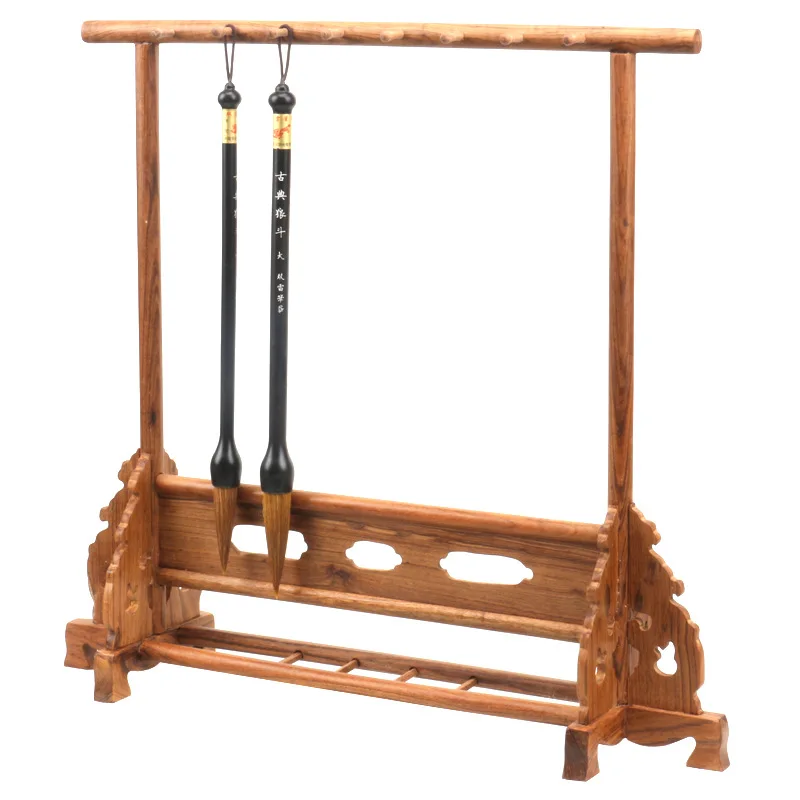

Sandalwood 8-needle 16-hanging double-sided high-grade brush rack solid wood new Chinese-style light and simple factory direct