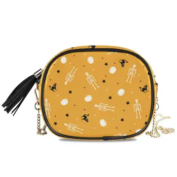 

2020 New Arrival Women Bag Crossbody Bags for Women skulls stock vecto Handbag Chain Shoulder Bag PU Leather yellow Handbags