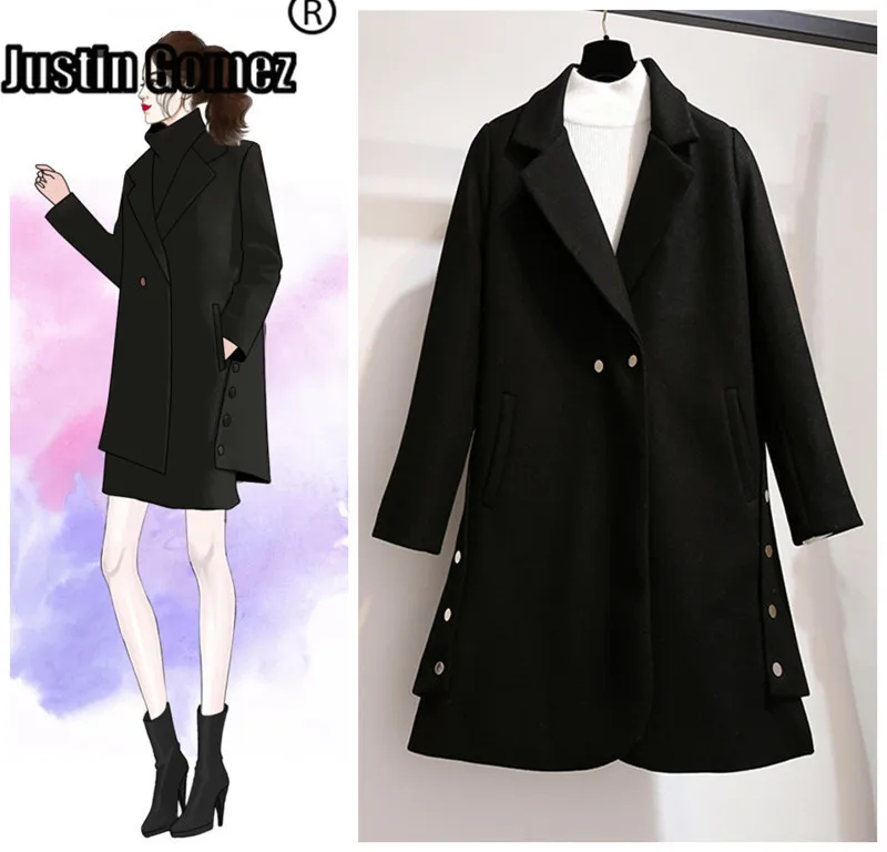 

New 2019 Famous Designer plus Female woolen overcoat Loose Thickened Black Cloak Female windbreaker