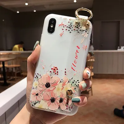 101 Держатель чехол для телефона для iphone 11 Pro Max X XR 10 XS Max 7 8 6 6s Plus чехол s цветок Мягкий ТПУ силиконовый браслет ремешок Ремешок Крышка - Цвет: 101