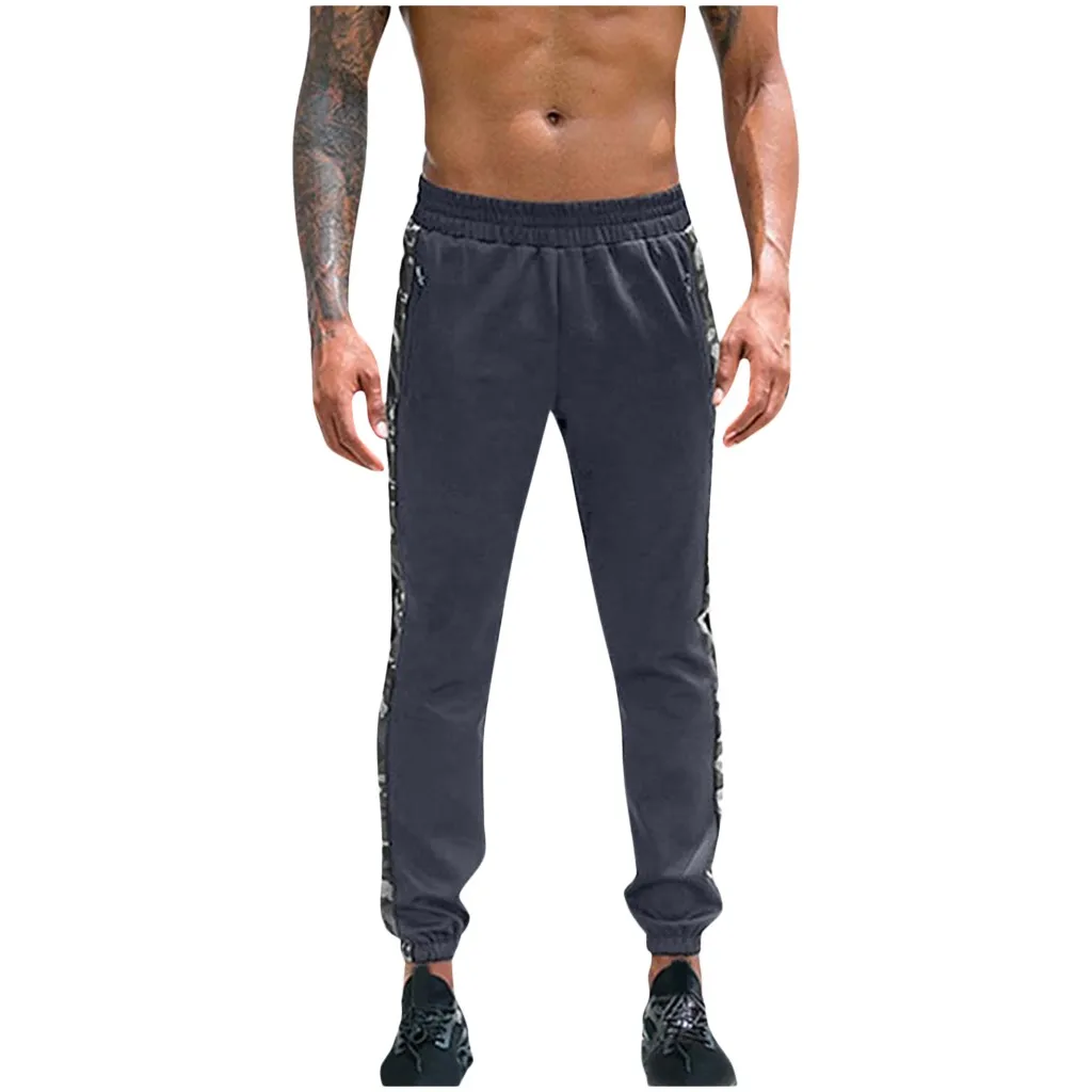 Gray JAYCOSIN, Мужские штаны, мужские спортивные, для фитнеса, камуфляжные, с принтом, брюки с низкой эластичной талией, мужские, для бодибилдинга, гибкие, длинные, спандекс - Цвет: Gray