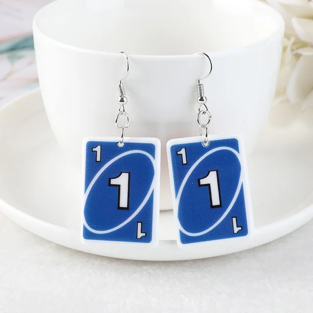 1Pair Drop Earrings  Magic Poker Game Card Crafts Dangle Acrylic Jewelry for Children and Woman 1