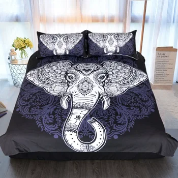 

BEST.WENSD 100% High Quality Mandala Elephant Luxury Bedding Set Printed Duvet Cover Sets Au EU Super King Size Home Bed Linen