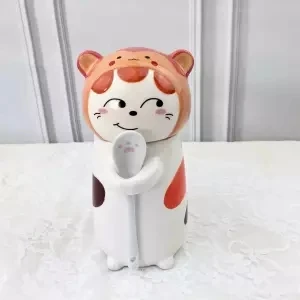 Кошка коготь чашка Кошка Животное чашка креативная керамическая кружка подарок на день рождения с чашкой Ложка Крышка 400 мл кофейная чашка кружка креативный - Цвет: 400ML
