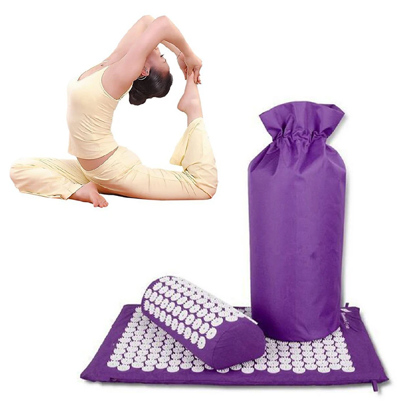 Массажный ковер для тела, подушка для йоги, массажер для акупрессуры, облегчение стресса, голова Спайка, массажный коврик, акупрессура, Синий Фиолетовый, подушка