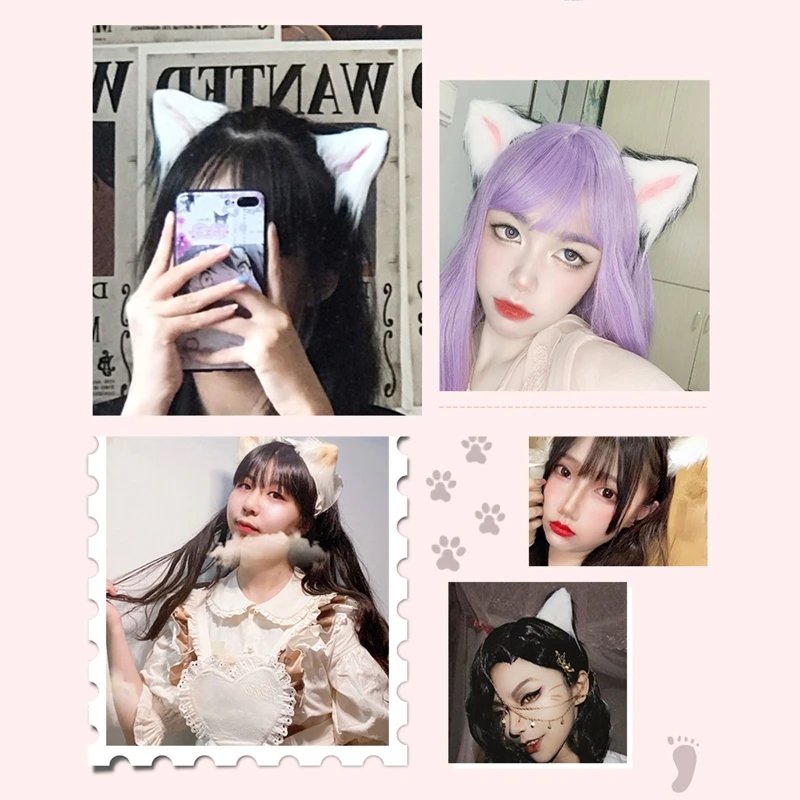 1 Pair Sweet Lovely Furry Animal Beast Ears Hair Clips Anime Lolita Wolf Cat Cosplay Plush Hairpins Halloween Party Costume Acce hair accessories