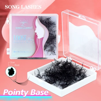 SONG LASHES 6D 포인트 베이스 프리메이드 팬 속눈썹 익스텐션, 루즈 미디엄 스템, 샤프하고 얇은 신제품