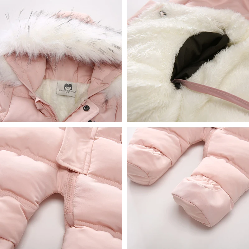 IYEAL/зимняя одежда для малышей с капюшоном и мехом; теплый флисовый зимний комбинезон для новорожденных; зимняя одежда для маленьких девочек и мальчиков; Верхняя одежда; пальто