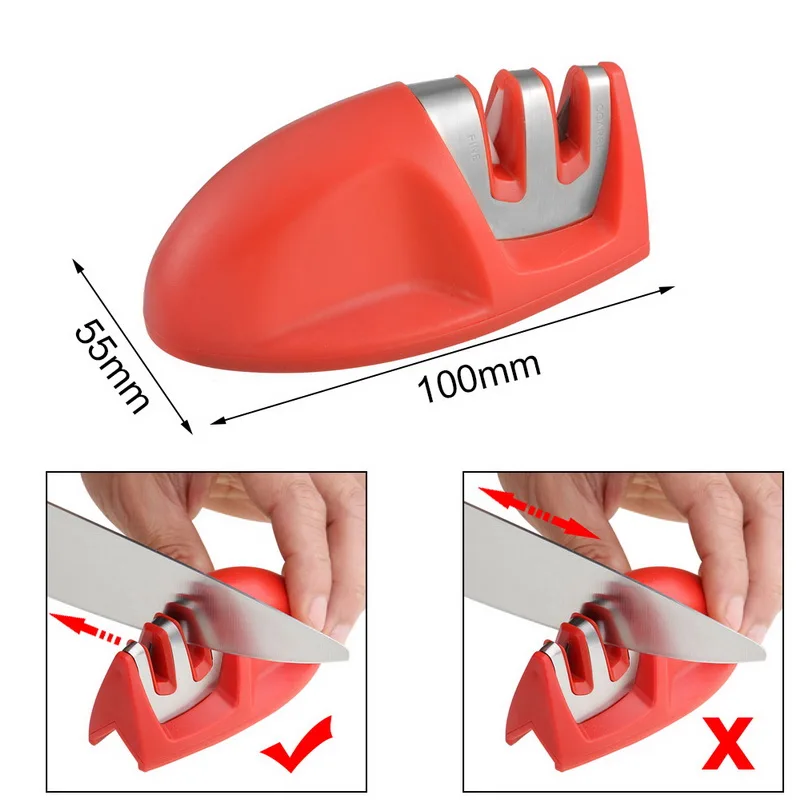 3 этапа Профессиональный Ножи точилка Заточка шлифовального станка точилка для ножей Вольфрам алмаз керамика точильные инструменты - Цвет: Red