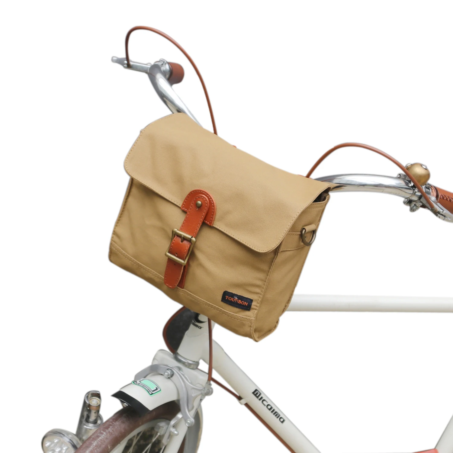 Tourbon Canvas Cycling Bike Bicycle Handlebar Bag Womens Shoulder Messenger Storage 