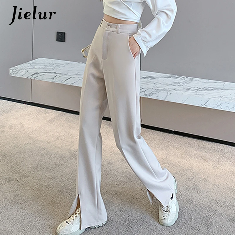 Jielur Fashion Black Trousers Suits 