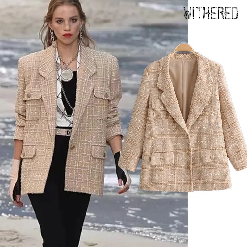 Tanie Zwiędły runway enlgand vinatge oversize wełniane tkaniny blazer feminino blazer mujer 2019 damskie marynarki 2 sztuk zestaw