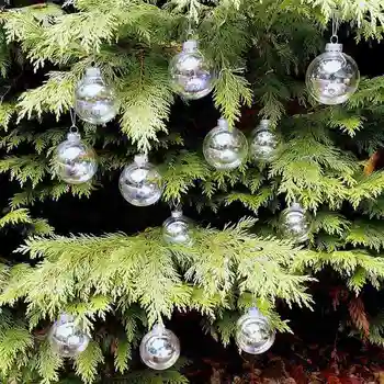 

6/8/10CM Glass Hanging Ball Christmas Tree Drop Ornaments Iridescent Ball Baubles Sphere Christmas Pendant Decoration