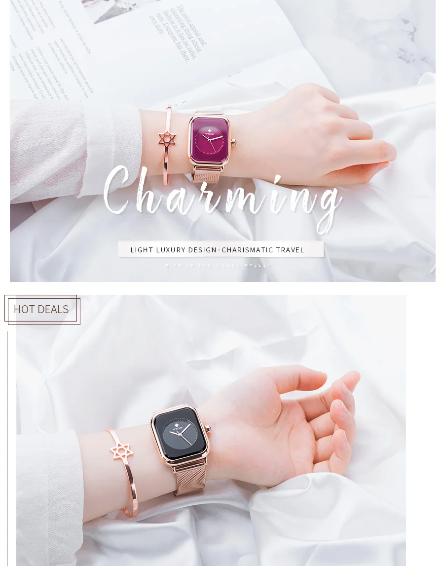 Simple Women Square Watches Luxury Brand Fashion Dress Bracelet Watch Female Mesh Strap Waterproof Quartz  Feminino_voghion.com