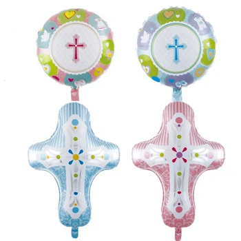 

50pcs 18inch Baptism&Baptism Air Foli Balloons Cross Cartoon Ballon Baby Shower Girls Boy Globos Anniversary Party Delivers