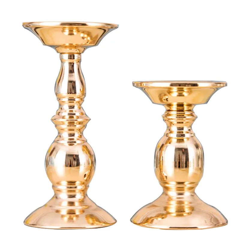 10pcs/Lot Table Candle Holder Plating Metal Candlestick Geometric Romantic Candle Holders for Wedding Dinner Decoration ZZT045