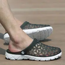 Мужские сандалии; Вьетнамки; пляжные шлепанцы; летние тапочки с отверстиями; Модные дышащие повседневные пляжные сандалии для мужчин