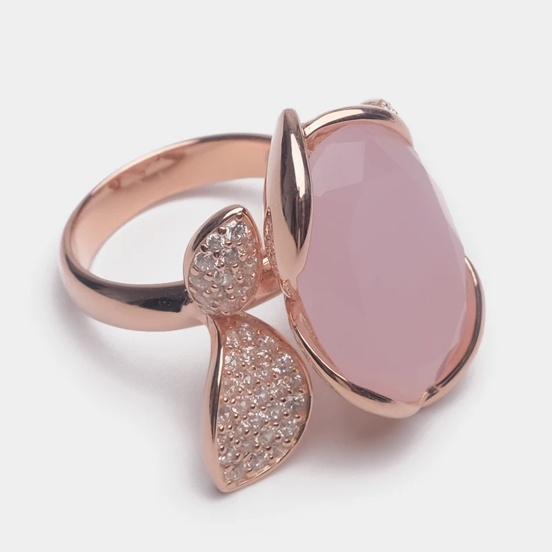 Local focal Fashion 925 Silver The exquisite flower design glittering ring