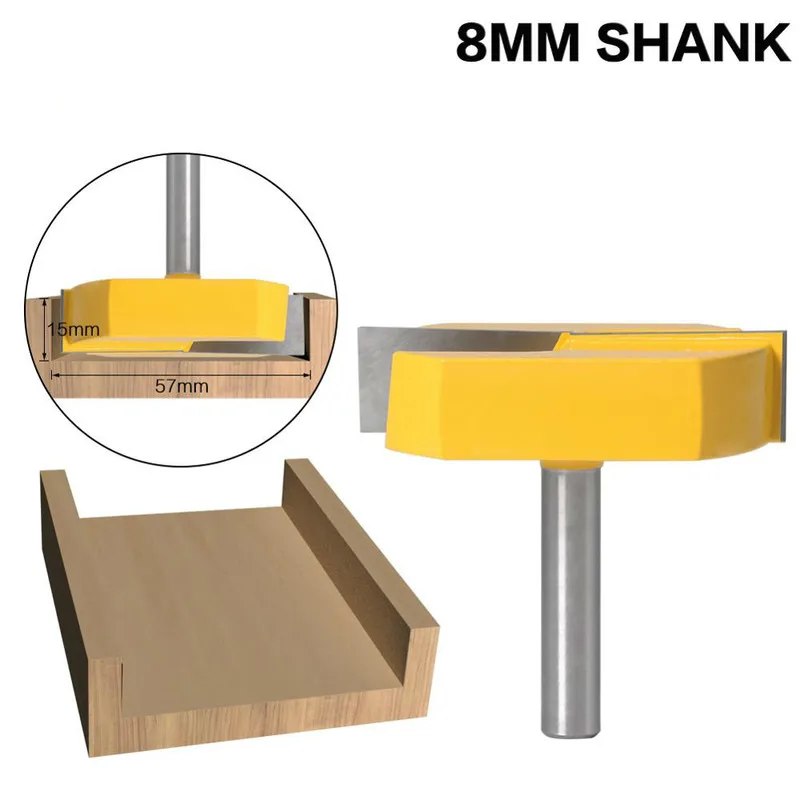 

8mm Shank Clean Bottom Milling Cutter Head, 2-3/16 Cutting Diameter, for Flat Surface
